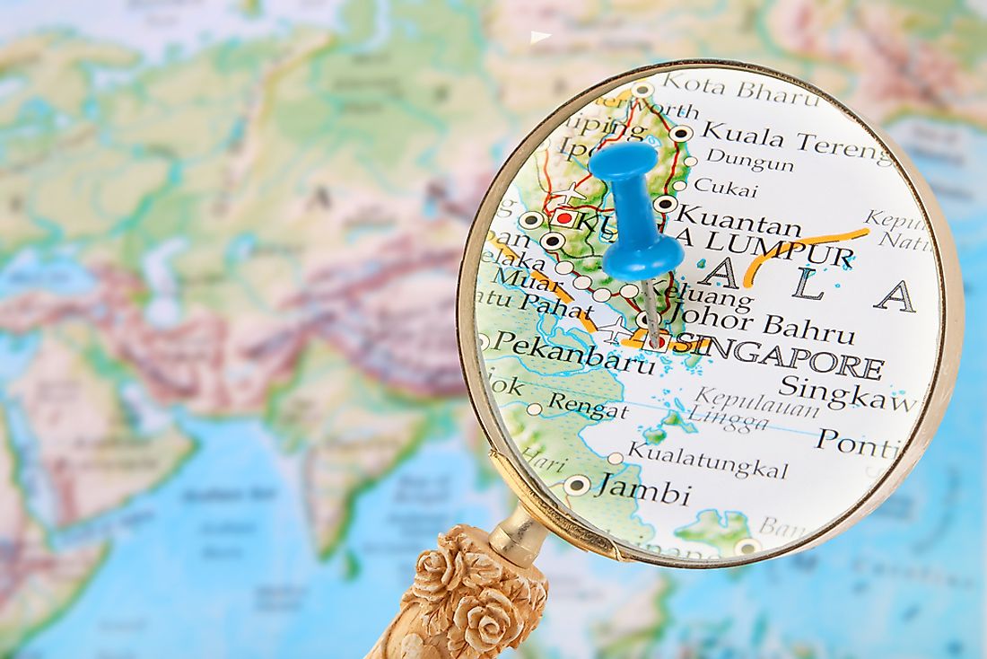 Singapore is found near Malaysia and Indonesia in southeastern Asia. 