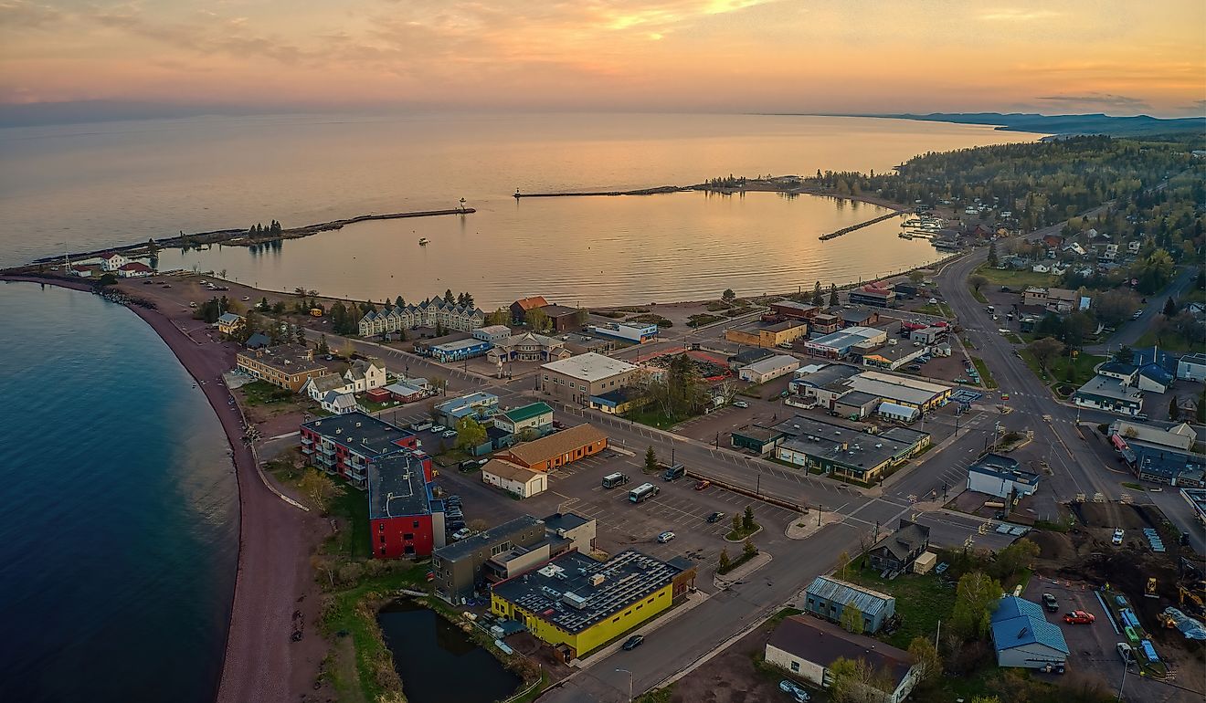 Lake Superior and Grand Marais, Minnesota, USA.