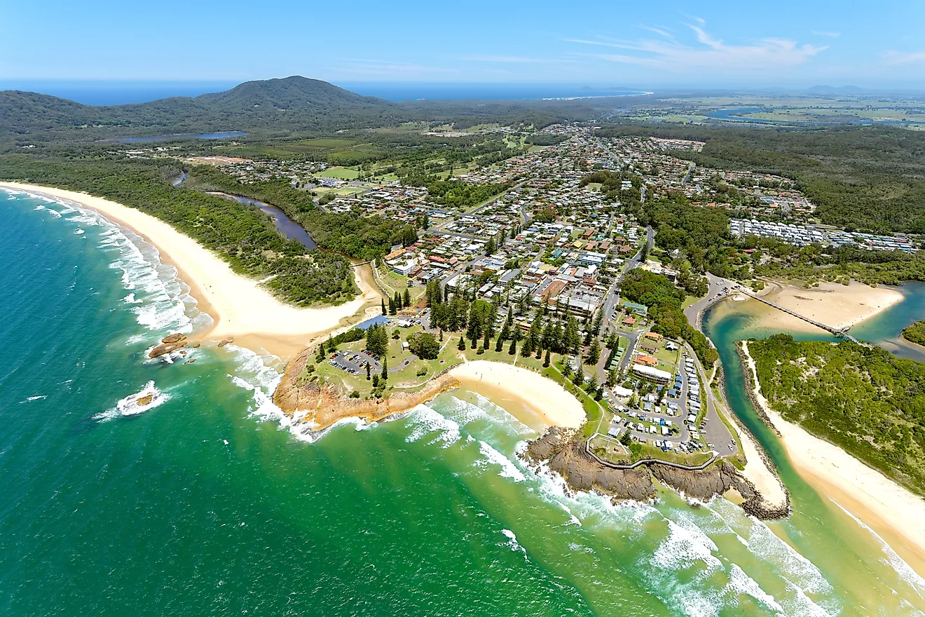 Aerial view over South West Rocks, New South Wales, Australia.