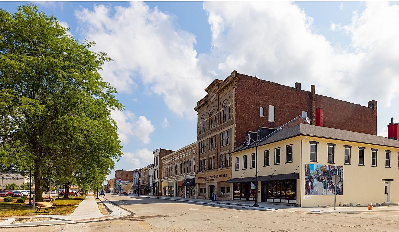 Connersville, Indiana, USA: The business district on Central Avenue. Editorial Credit: Roberto Galan / Shutterstock.com