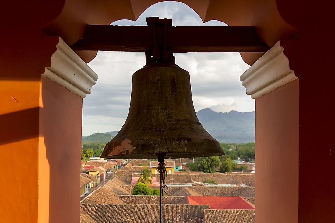 The bell tower of a Catholic church in Nicaragua. 