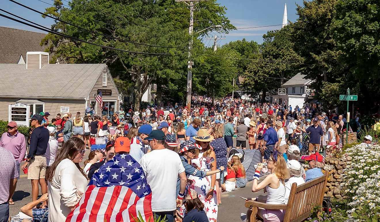 Crowd gathering for 4th of July Parade Chatham Massachusetts July 4. Editorial credit: Erik Clegg / Shutterstock.com
