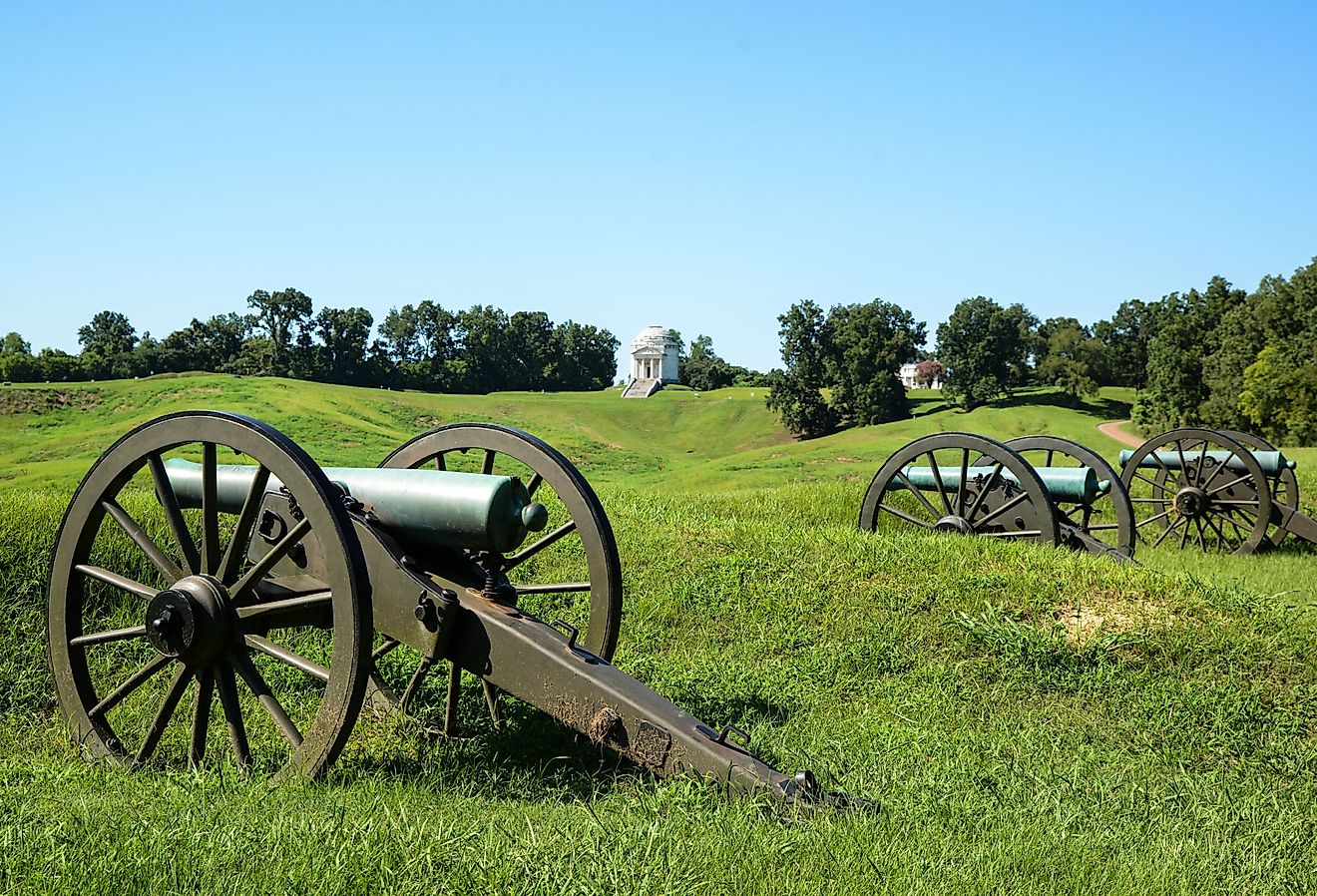  Monuments at the Vicksburg National Military Park in Vicksburg, Mississippi, the setting of many documentaries needing Civil-War era backgrounds. Image credit Suzanne C. Grim via Shutterstock..
