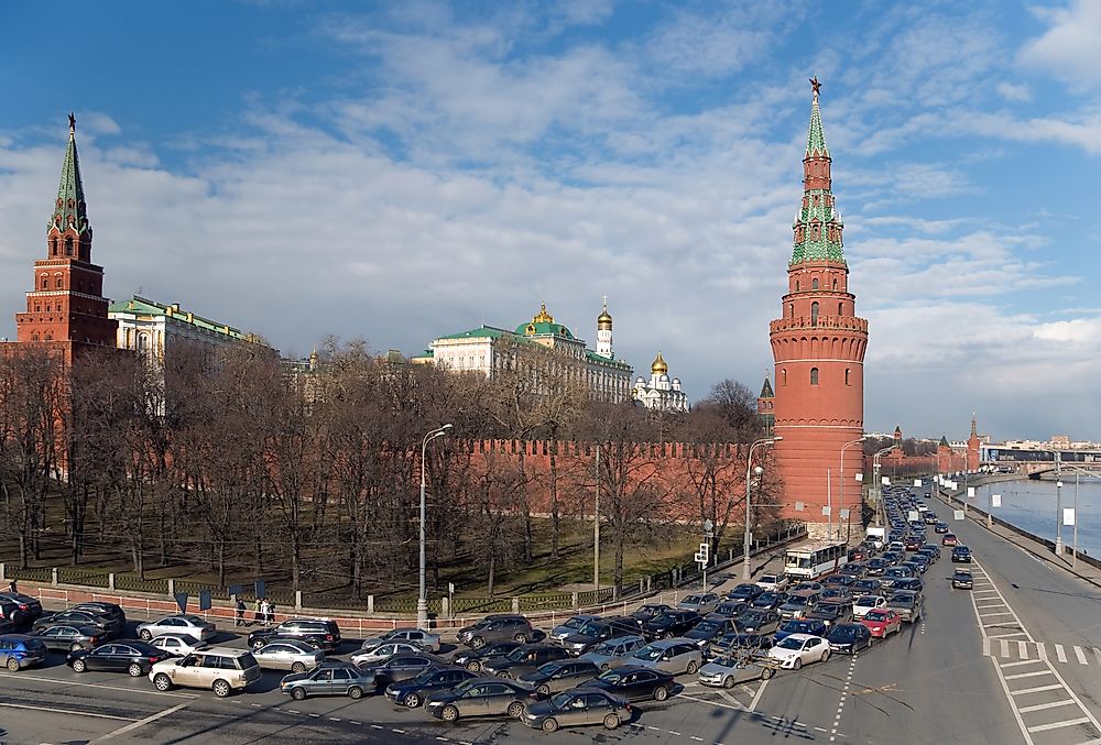 A traffic jam in Moscow, Russia. 