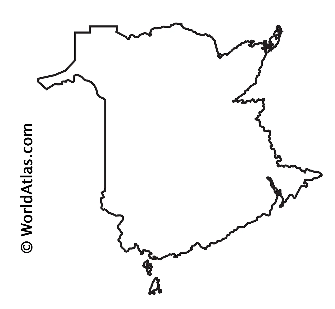 Blank Outline Map of New Brunswick