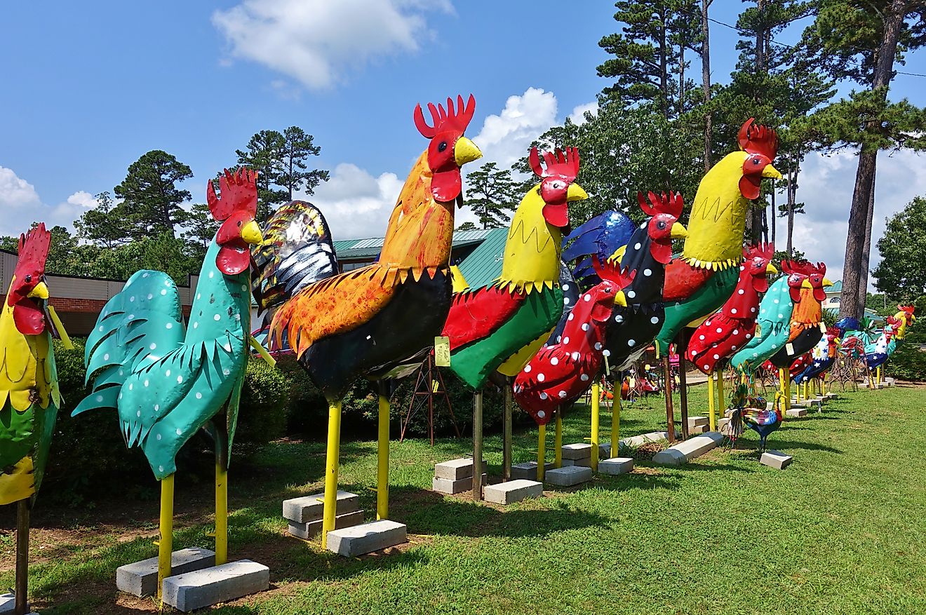 Metal Feathers in Eureka Springs, Arkansas. Editorial credit: EQRoy / Shutterstock.com.