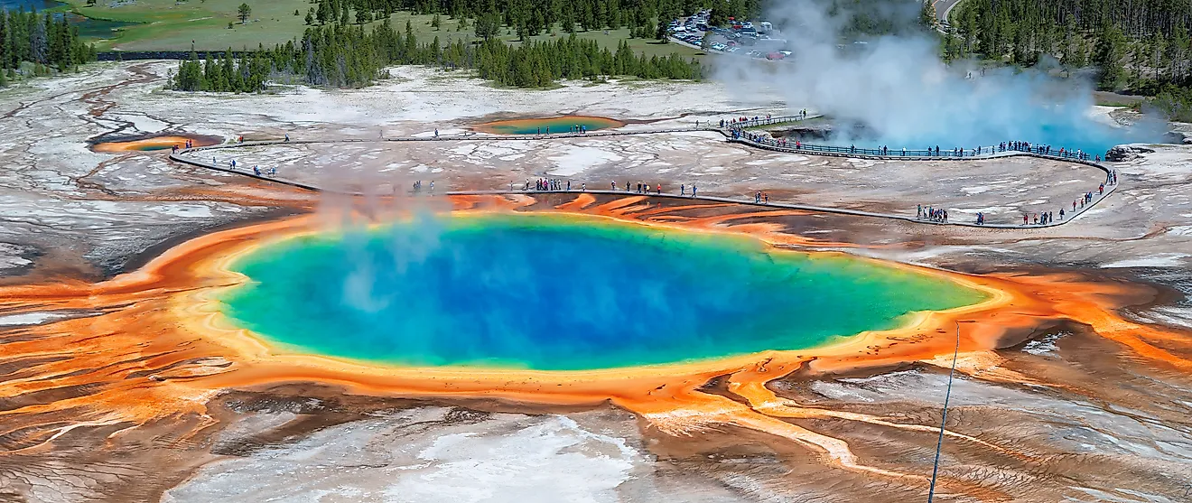 View of the Grand Prismatic Spring in Wyoming.