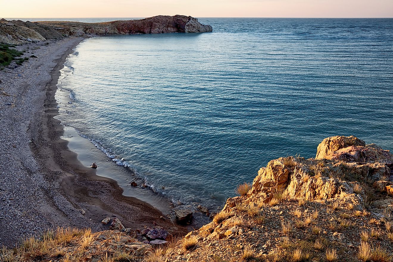 The shores of Lake Balkhash in Kazakhstan.