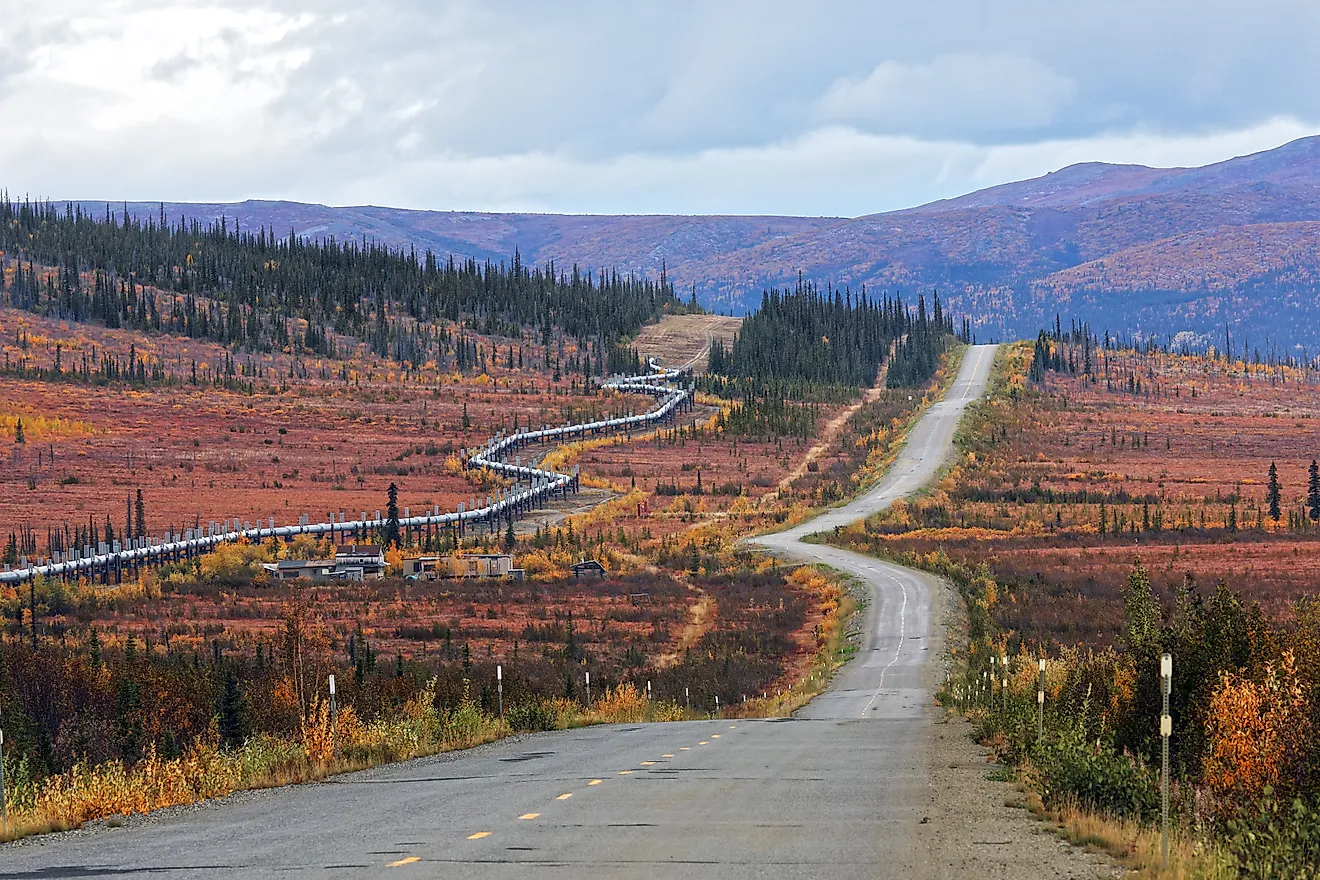 Pipeline and Dalton Highway, south of the Arctic Circle
