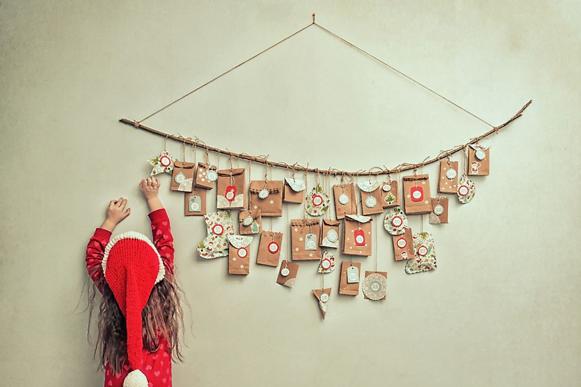 Advent calendars count down from December 1st to Christmas Eve.