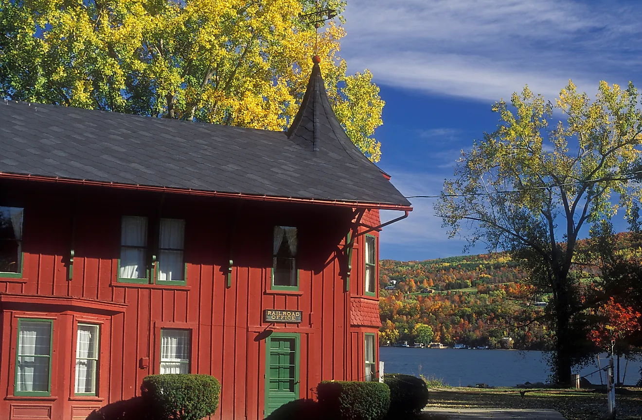 Old railroad office, Lake Keuka, Hammondsport, New York State.