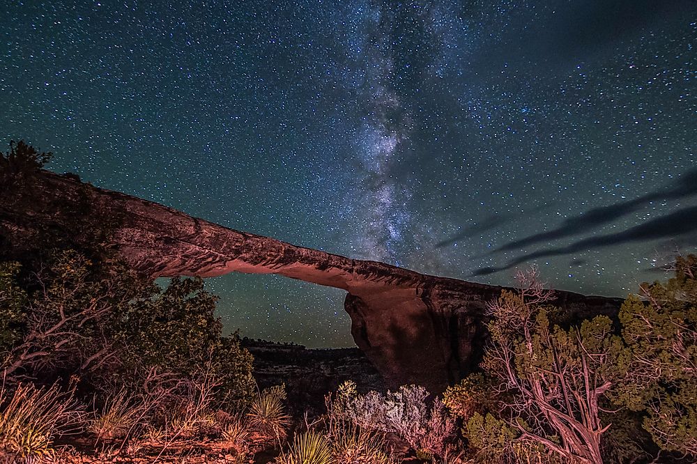 Natural Bridges National Monument at nighttime. 