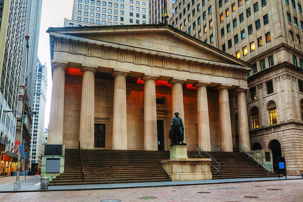 Statue of George Washington in front of the Federal Hall National Memorial.