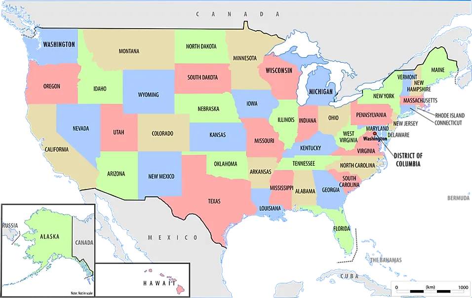 United States Map With States Listed