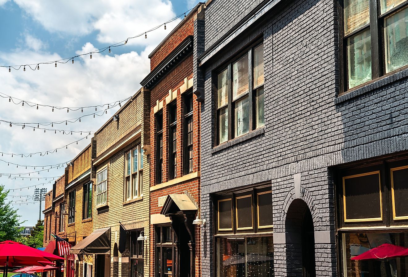 Traditional houses at Brevard Court in Uptown Charlotte, North Carolina.