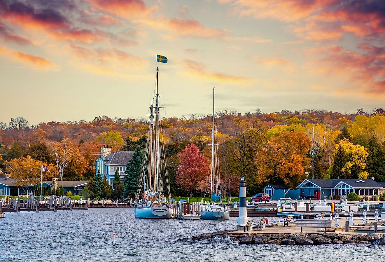 Sister Bay Town harbor, Wisconsin.