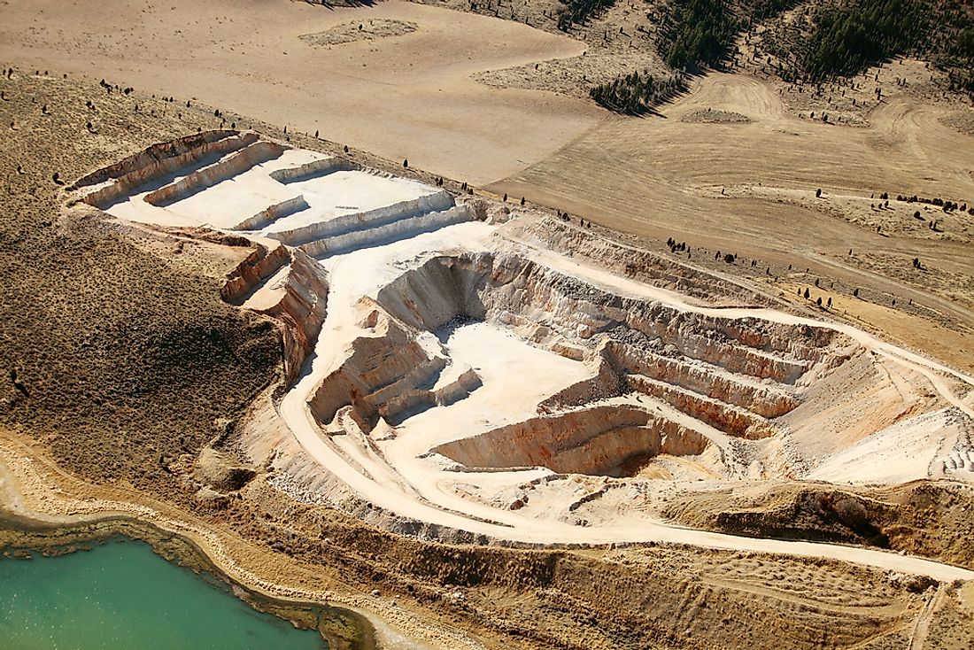 An open phosphate mine. 