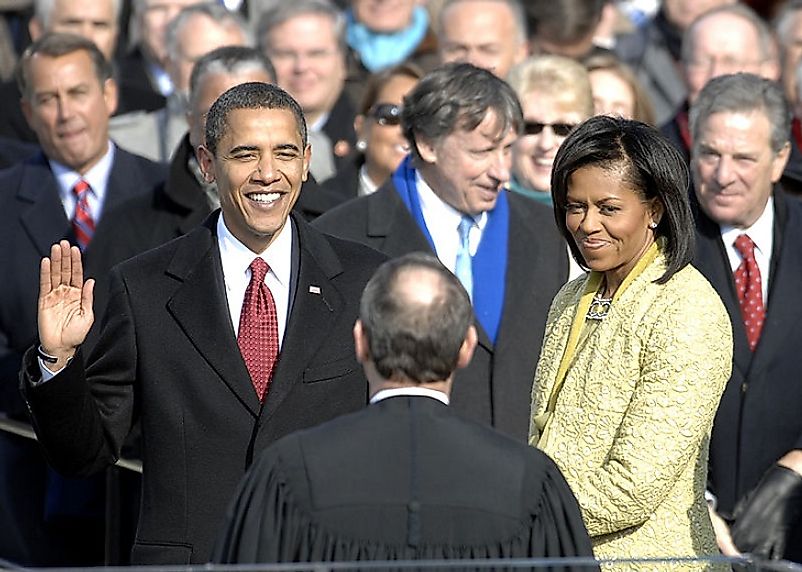 U.S. President Barack Obama taking the Oath of Office on January 20th 2009.