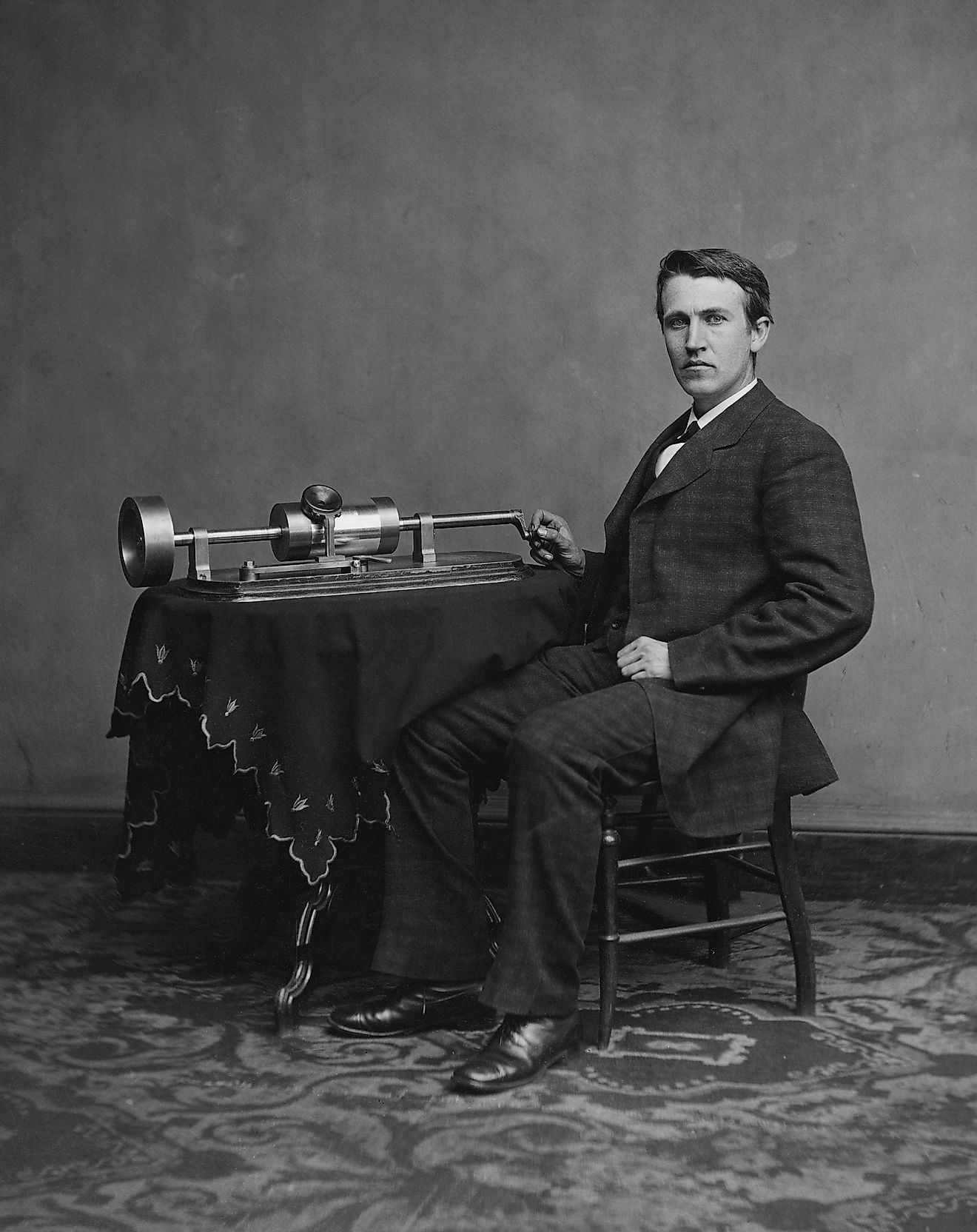 Thomas Edison With His Phonograph