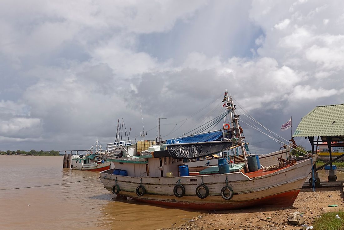 Fishing boats in Suriname. Editorial credit: ggw / Shutterstock.com. 
