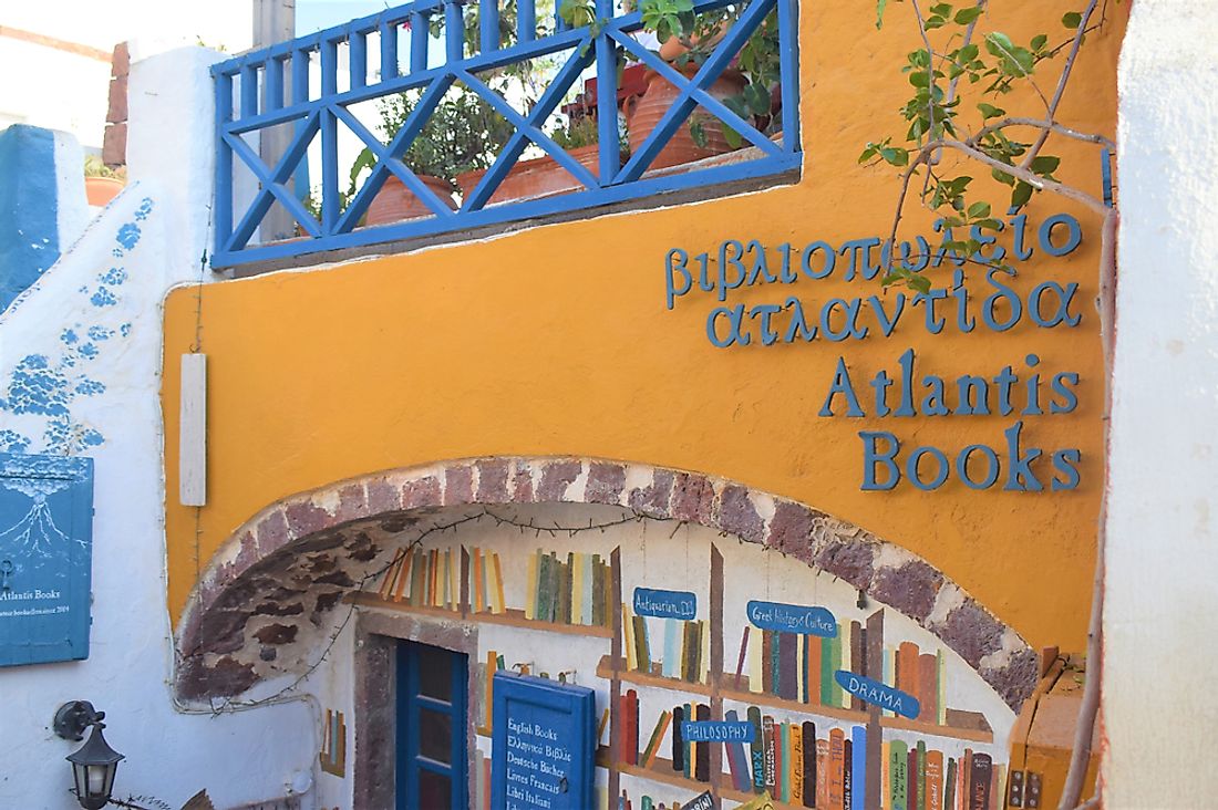 Atlantis Books in Santorini, Greece. Editorial credit: SarahJay / Shutterstock.com. 