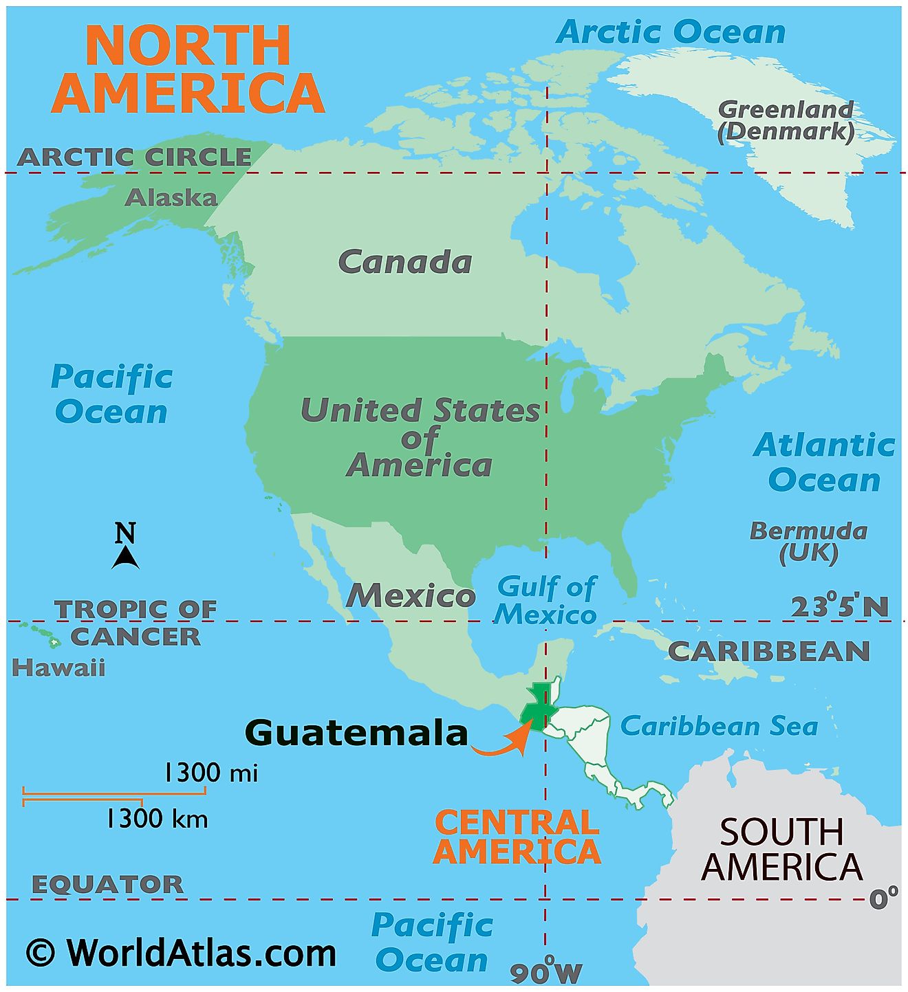 Mapa que muestra la ubicación de Guatemala en el mundo.