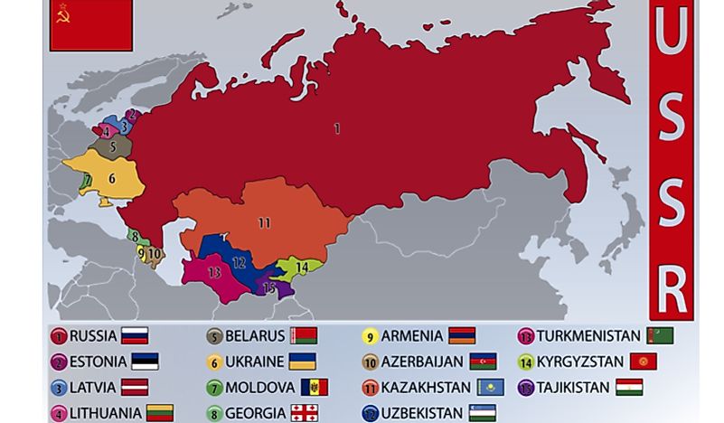 A map showing the former USSR. 
