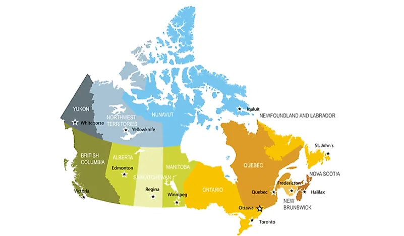 Political map of Canada.