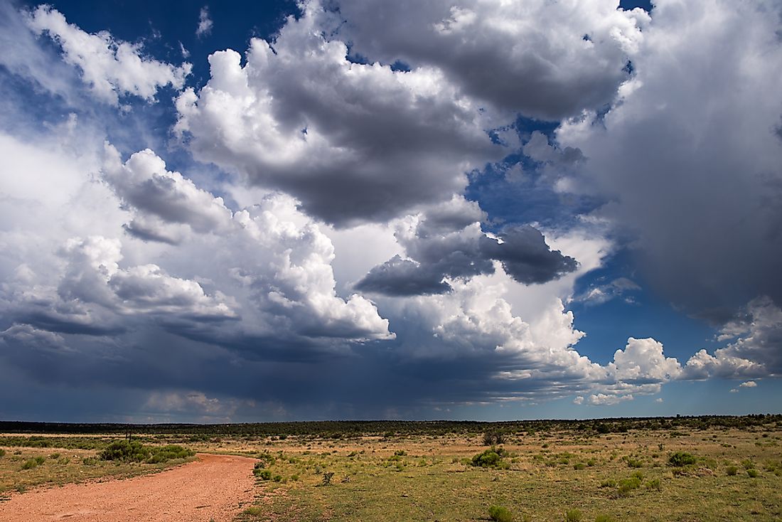 Large, fluffy cumulonimbus clouds. 