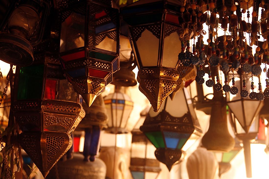 Lanterns for sale hanging in a market in Syria. Editorial credit: amnat30 / Shutterstock.com.