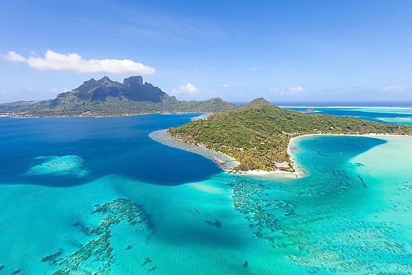 A breathtaking view of the Tahitian coast as seen from helicopter.