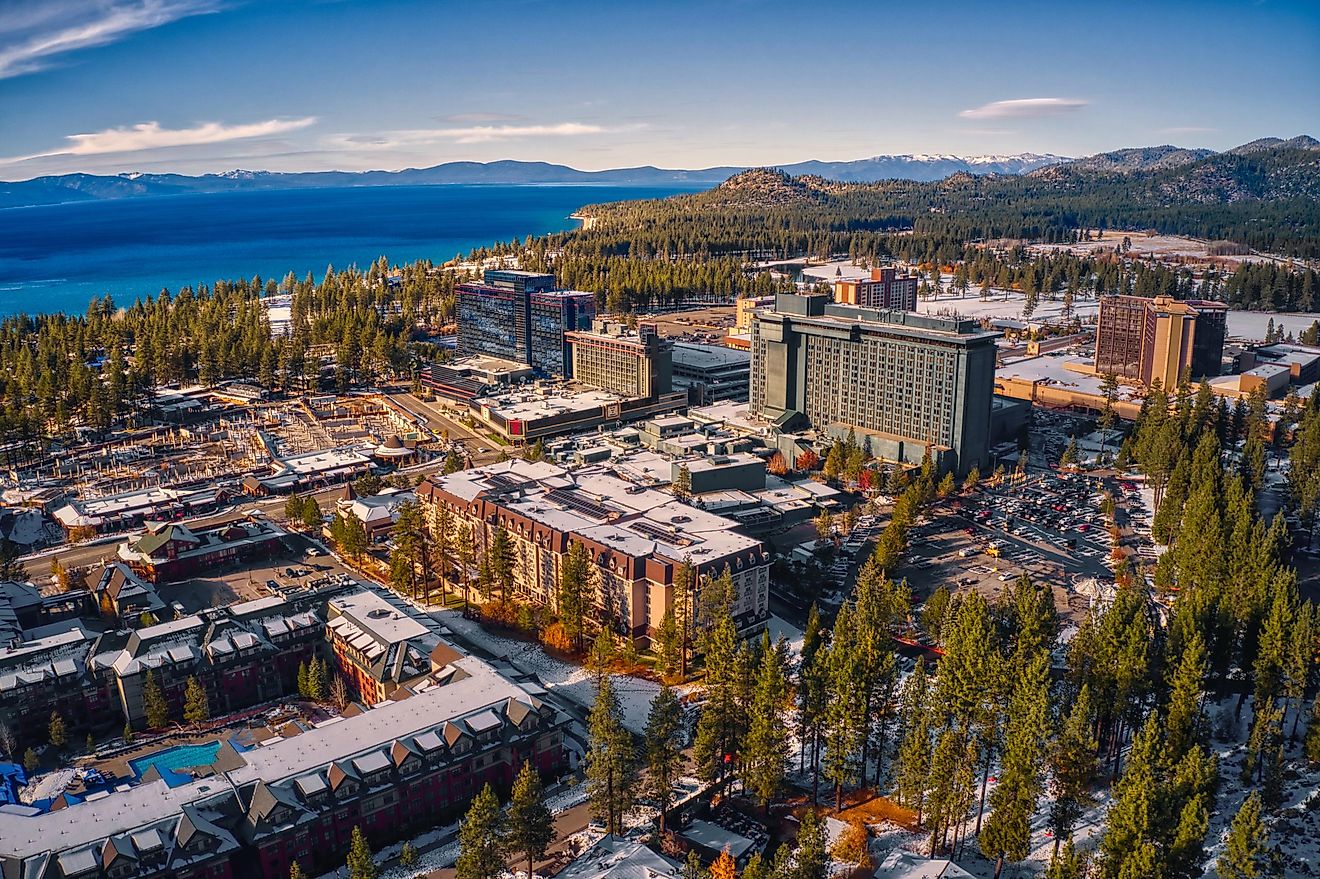 Aerial view of South Lake Tahoe in California.