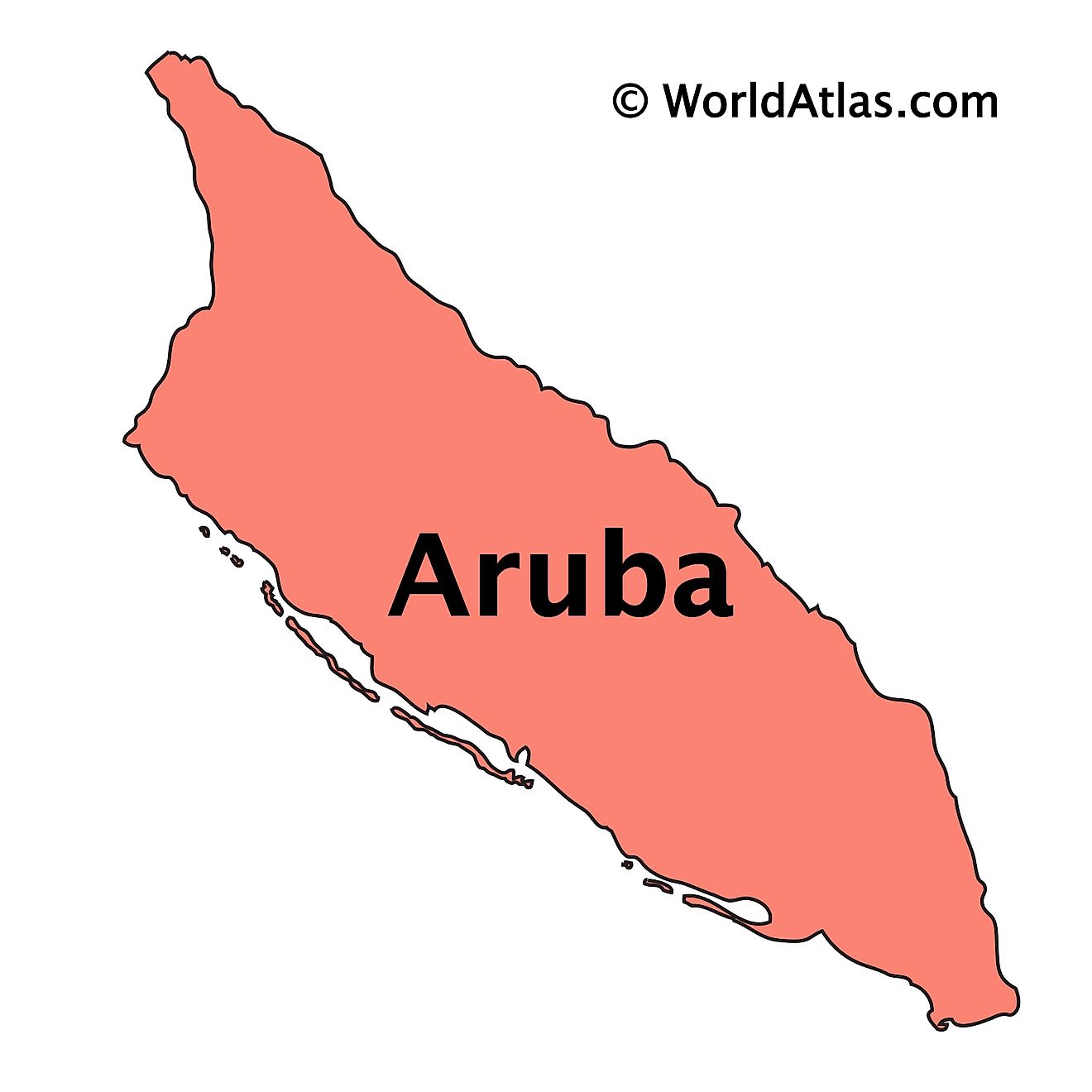 Outline Map of Aruba