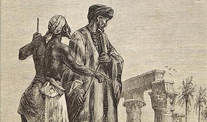 In this depiction by the French novelist Jules Verne in 1878, Ibn Battuta is shown around a settlement in Egypt.
