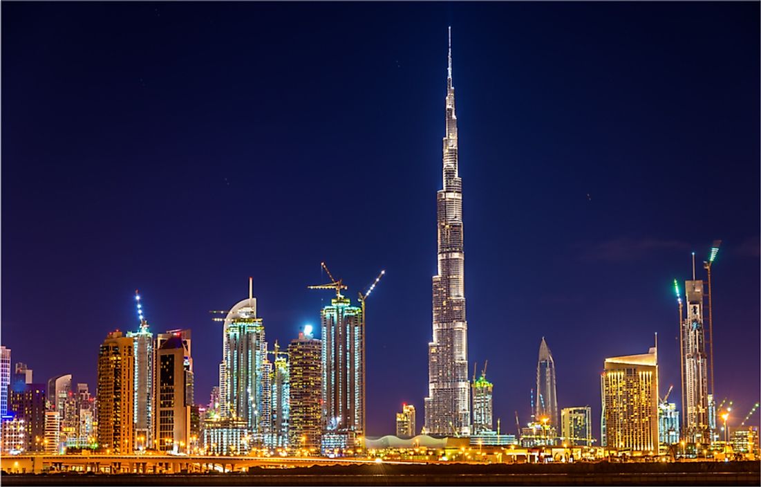 The Burj Khalifa in Dubai is currently the world's tallest building.