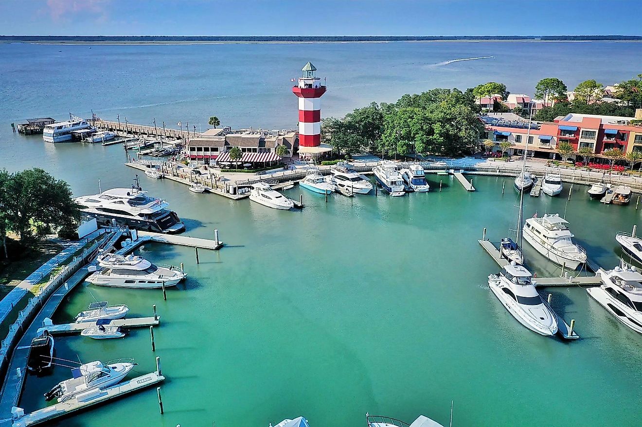 boats docked in a marina in hilton head island in south carolina