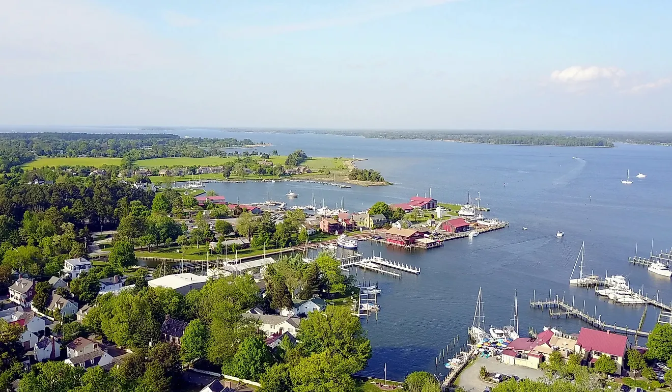 Aerial view of St. Michaels, Maryland. 