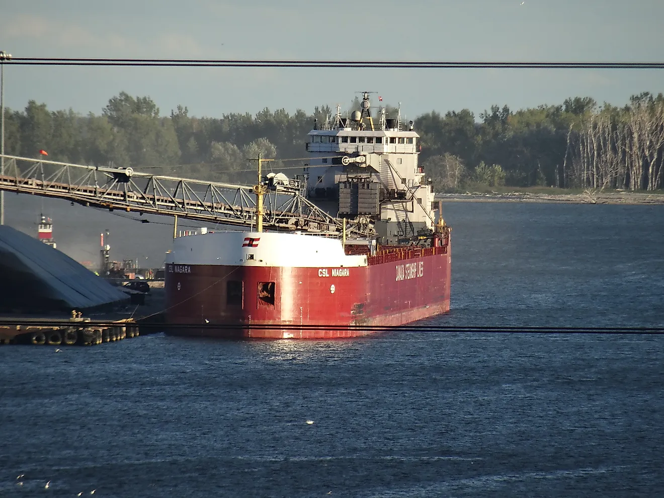 CSL Niagara, alternate unloading view. Exterior of the actual ship discussed; the internal conveyors are below deck. booledozer / CC BY-SA 2.0.