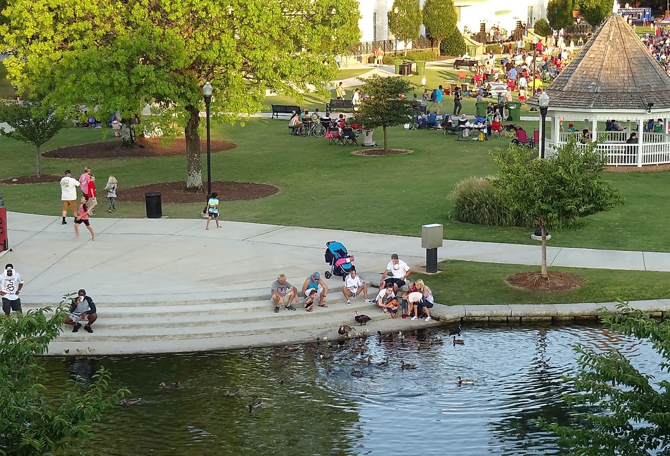 Free music concert at Big Spring Park in Huntsville, Alabama. Image credit Katssoup via Shutterstock