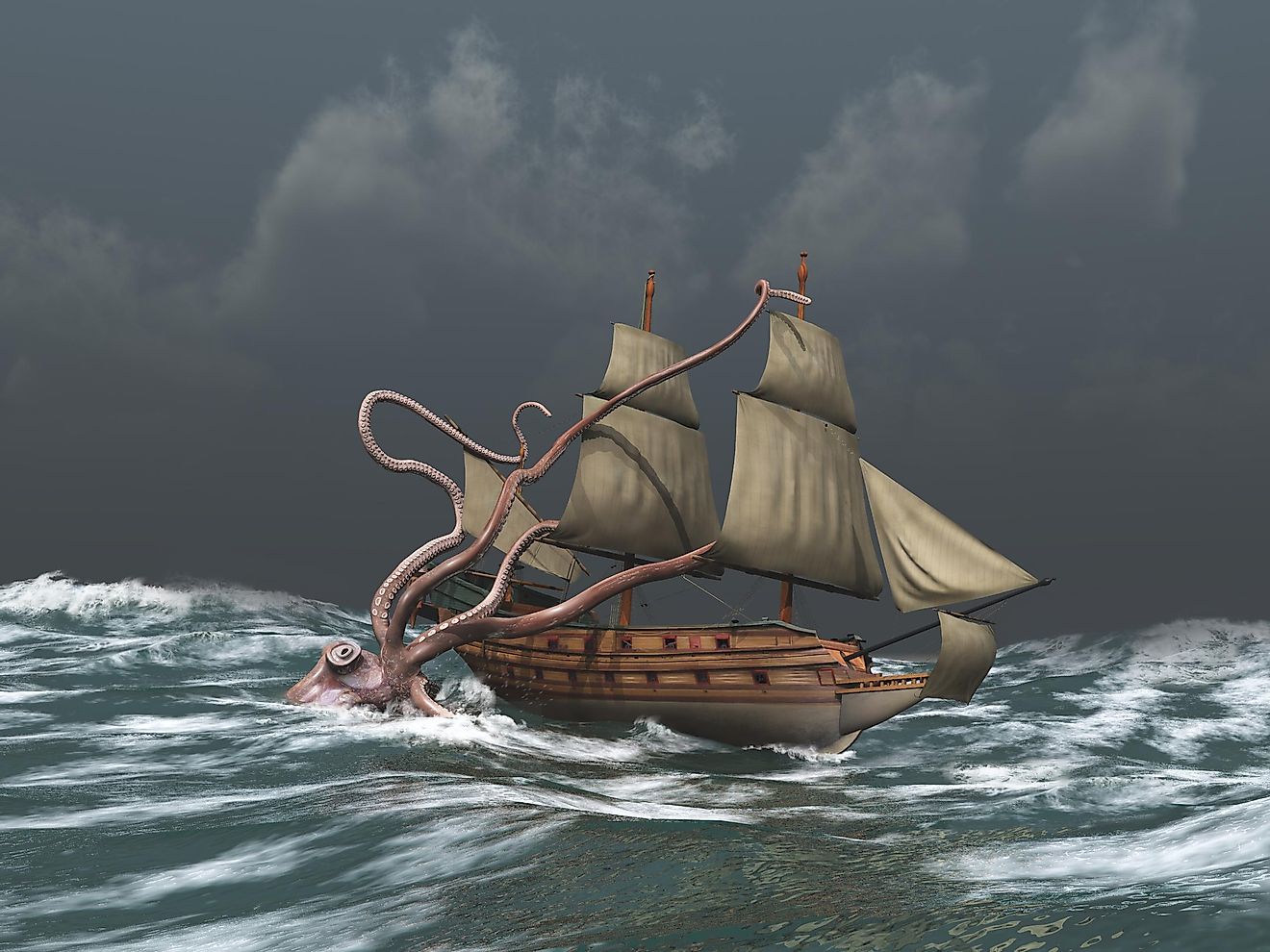 Though there have only been sightings of already dead Colossal (Antarctic) Squids, gigantic squids such as "The Kraken" have long been seafarers' worst nightmares.