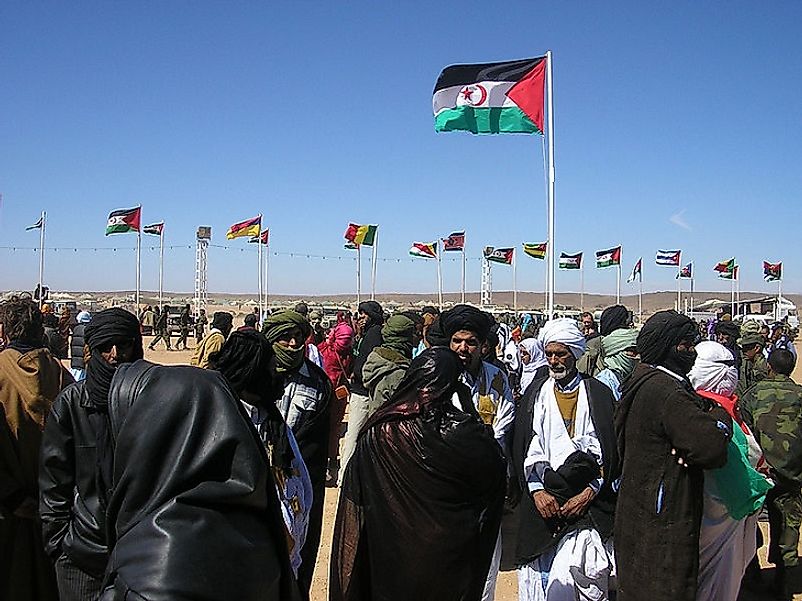 Native Sahrawis in the city of Tifariti celebrate the 30th Anniversary of their 1975 independence from Spain in 2005.
