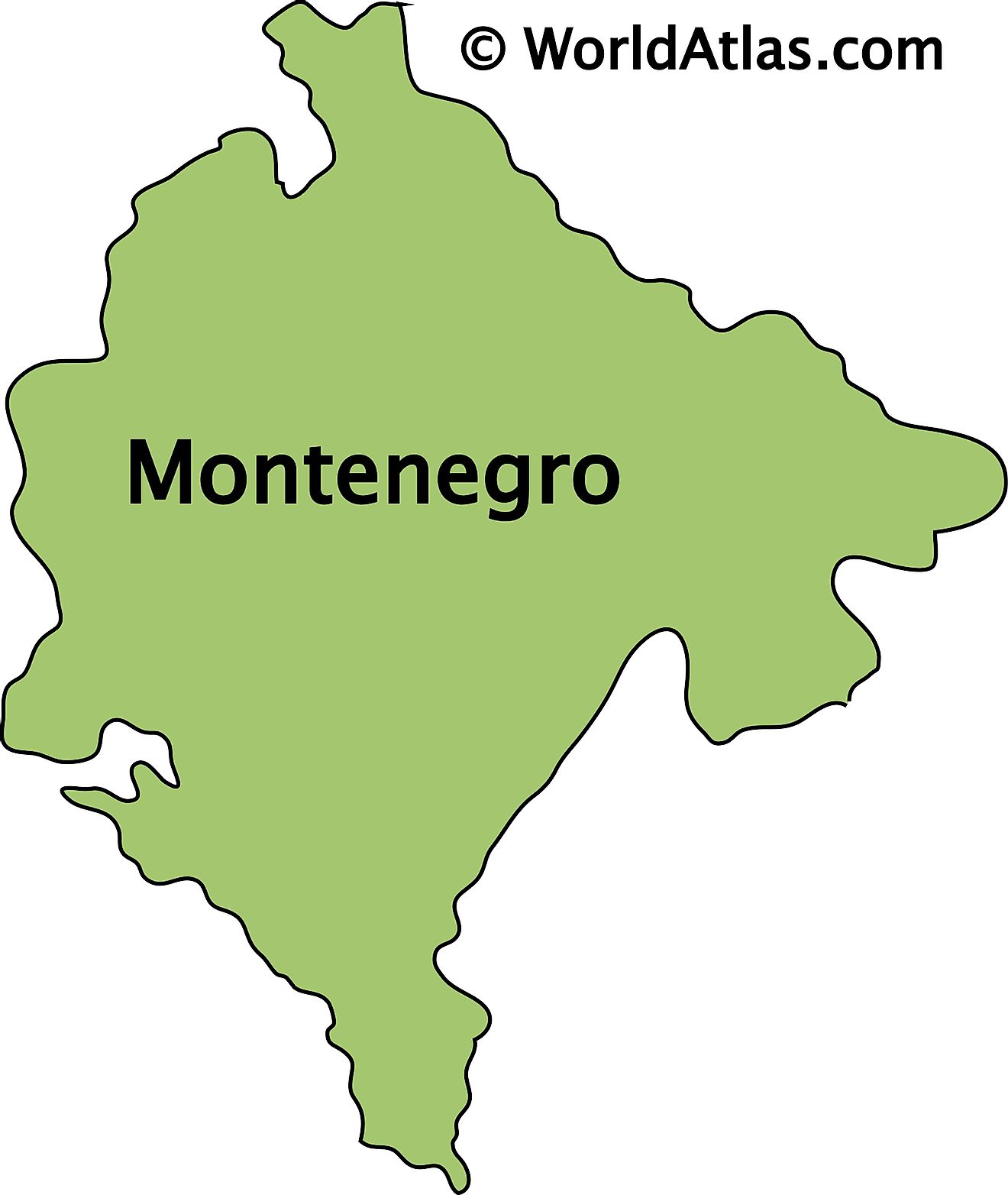 Outline Map of Montenegro