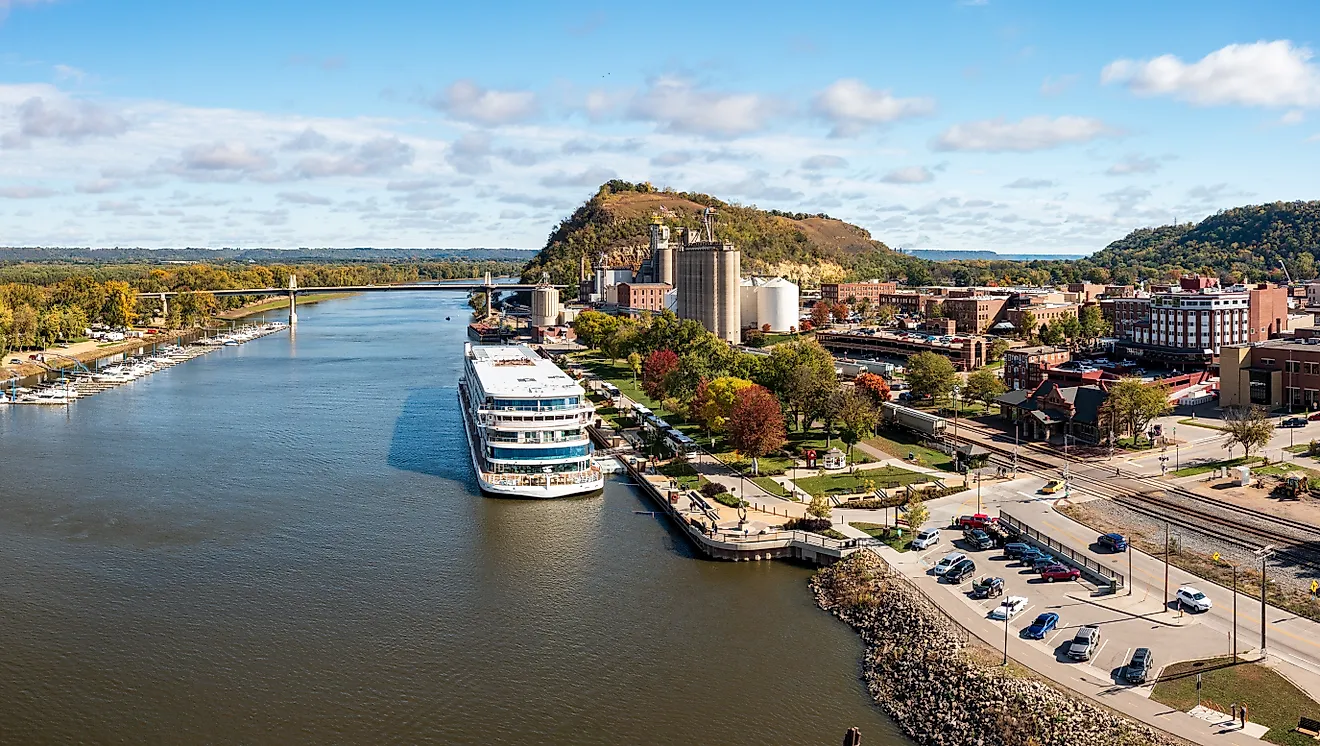 Panoramic aerial view of the town of Red Wing in Minnesota.