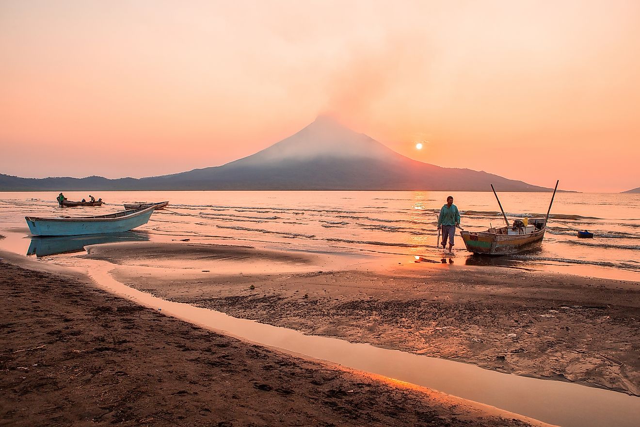 Lake Managua at sunset.