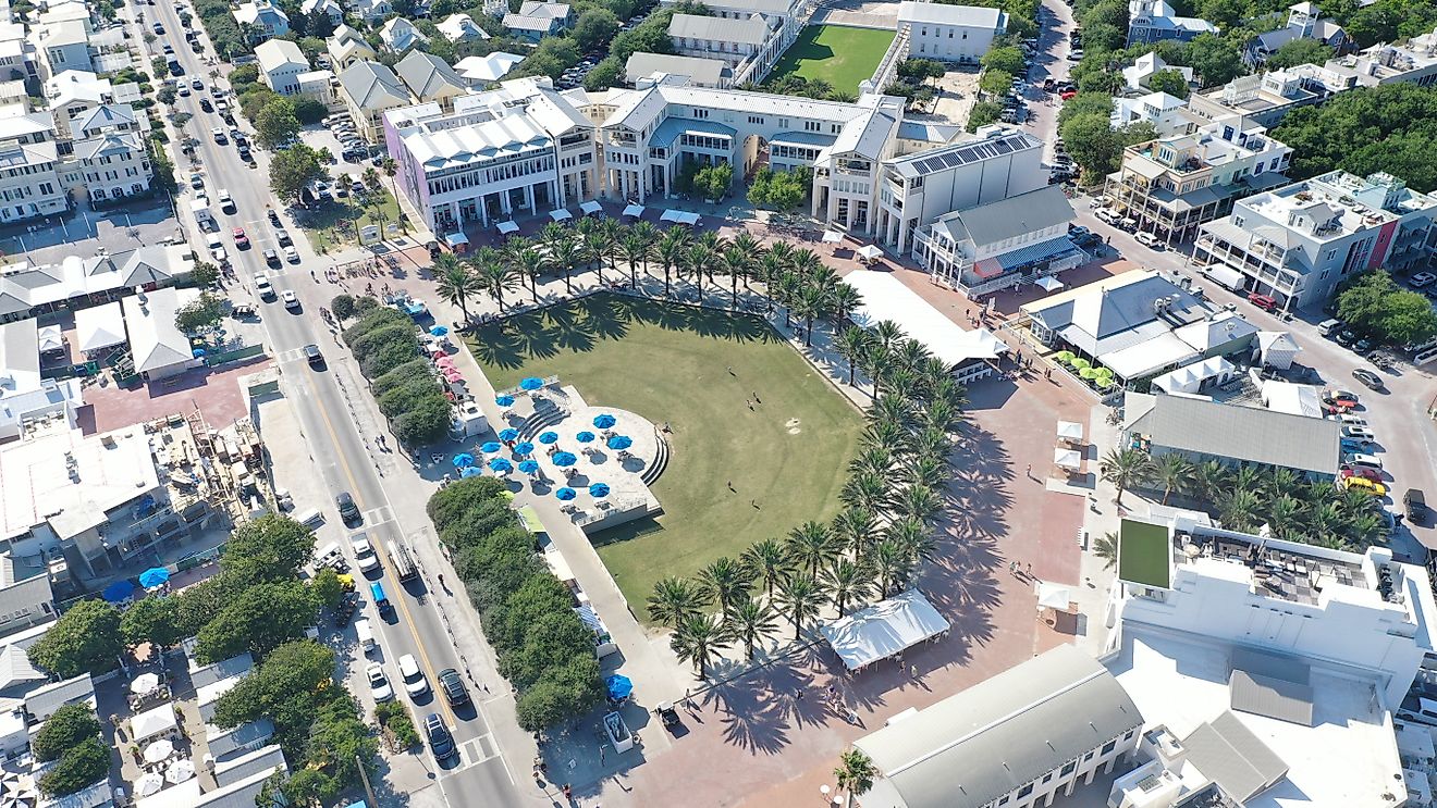 Park and mall strip of Seagrove Beach.