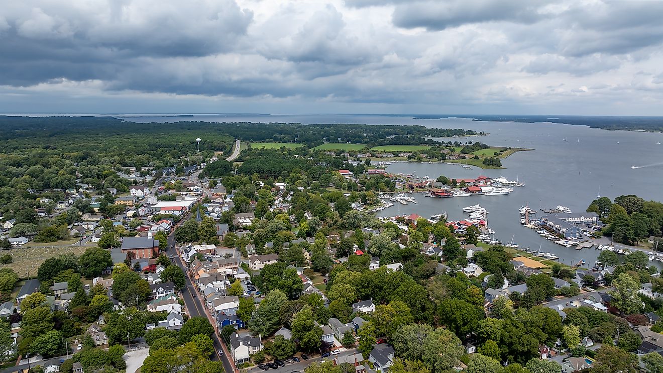 Aerial view of Saint Michaels, Maryland.