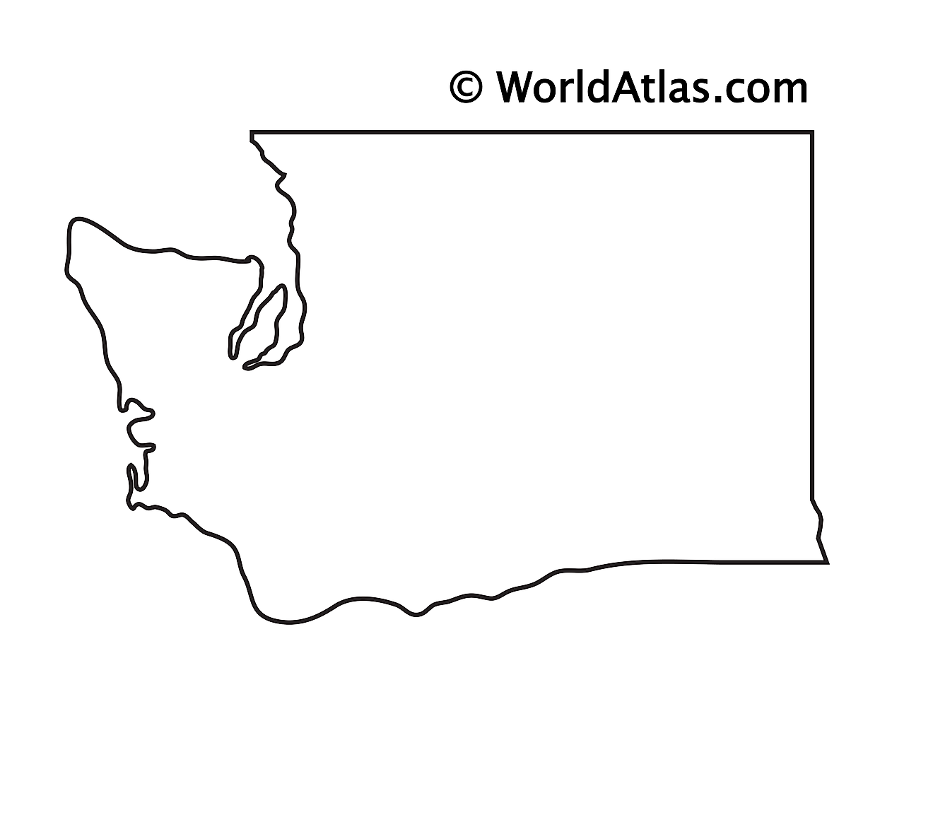 Mapa de contorno en blanco de Washington
