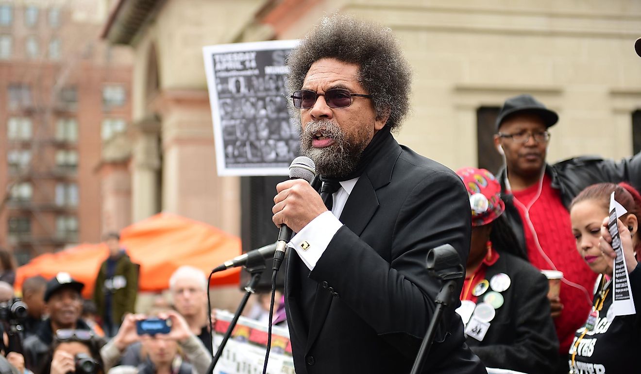 Dr. Cornel West with several hundred activists from Stop Mass Incarceration Network rallied at Union Square Park. Editorial Credit: a katz / Shutterstock.com