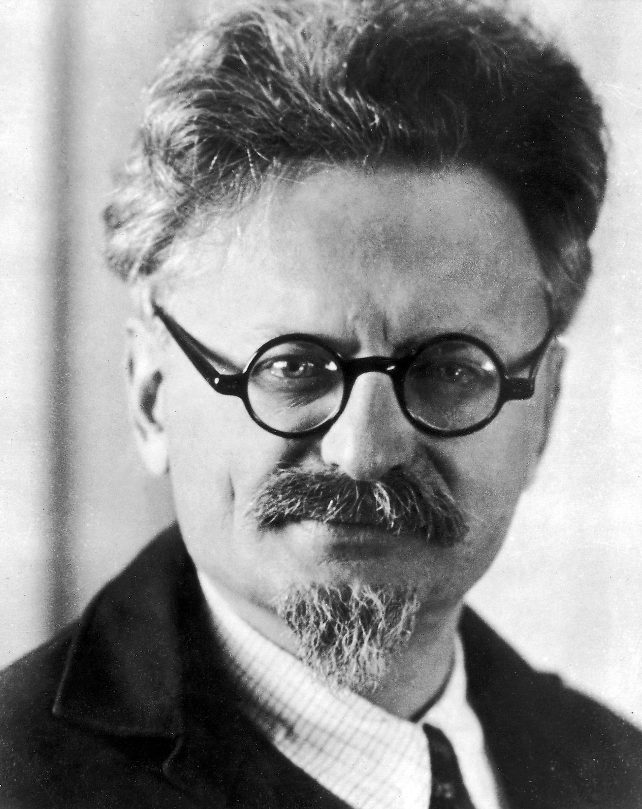 Headshot of Russian Revolutionary political leader and author Leon Trotsky (1879 - 1940), 1930s.