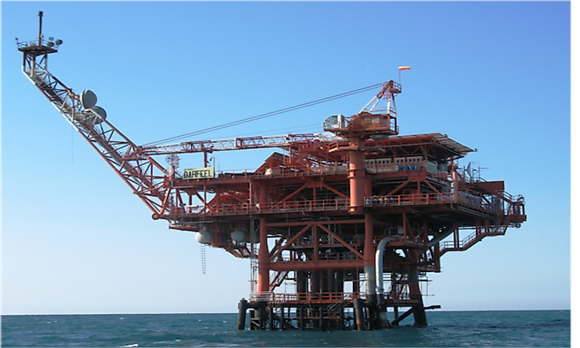An offshore platform in the Darfeel Gas Field.